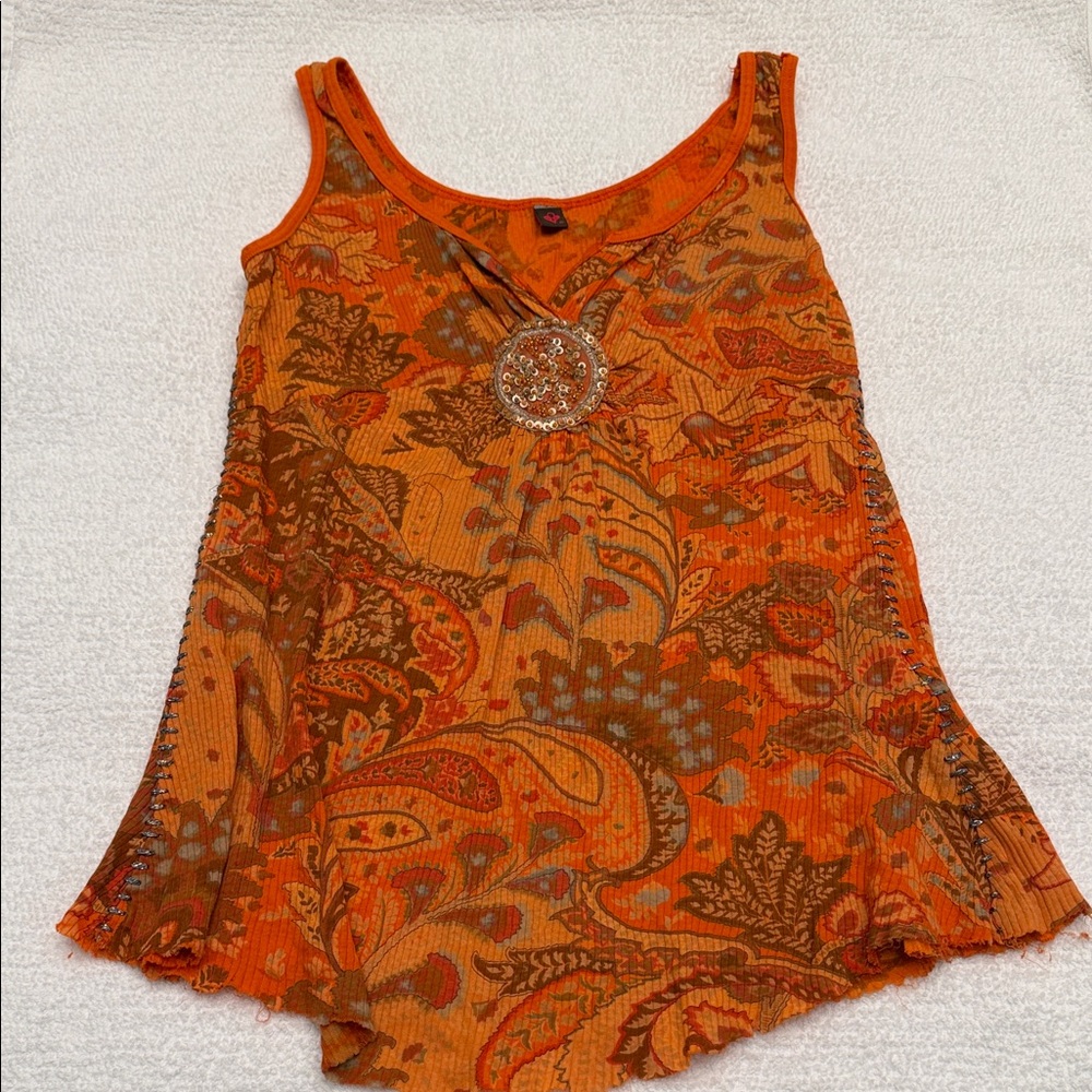 Language Orange Paisley Tank Top